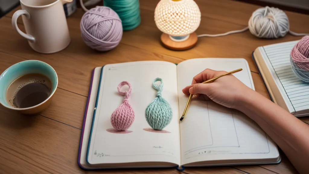 Amigurumi de pingüino en proceso de creación sobre mesa de madera.