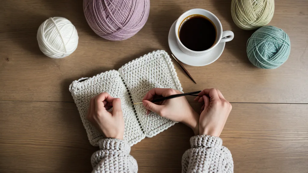 Anillo mágico de crochet con seis puntos base en lana mostaza.